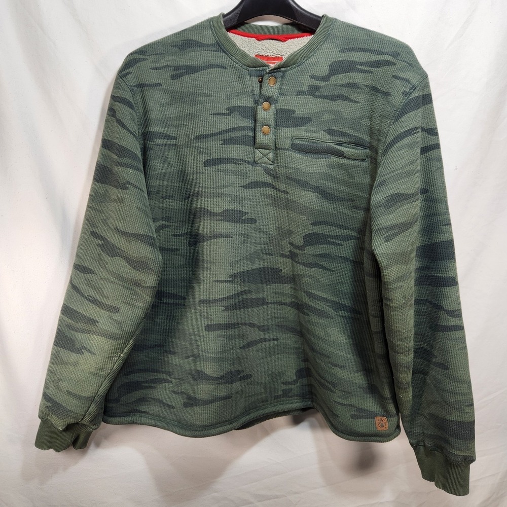 Coleman Mens Bonded‎ Waffle Sherpa Lined Stain Resistant Henley Sze2X Green Camo